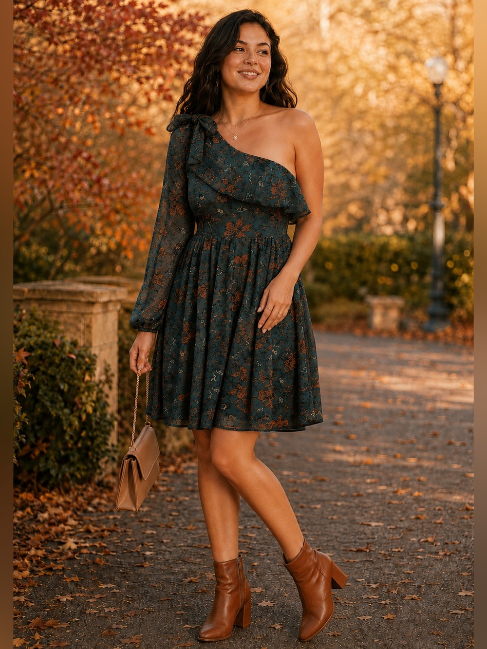 Re:named One Shoulder Floral Chiffon Mini Dress L NWT Flaws
